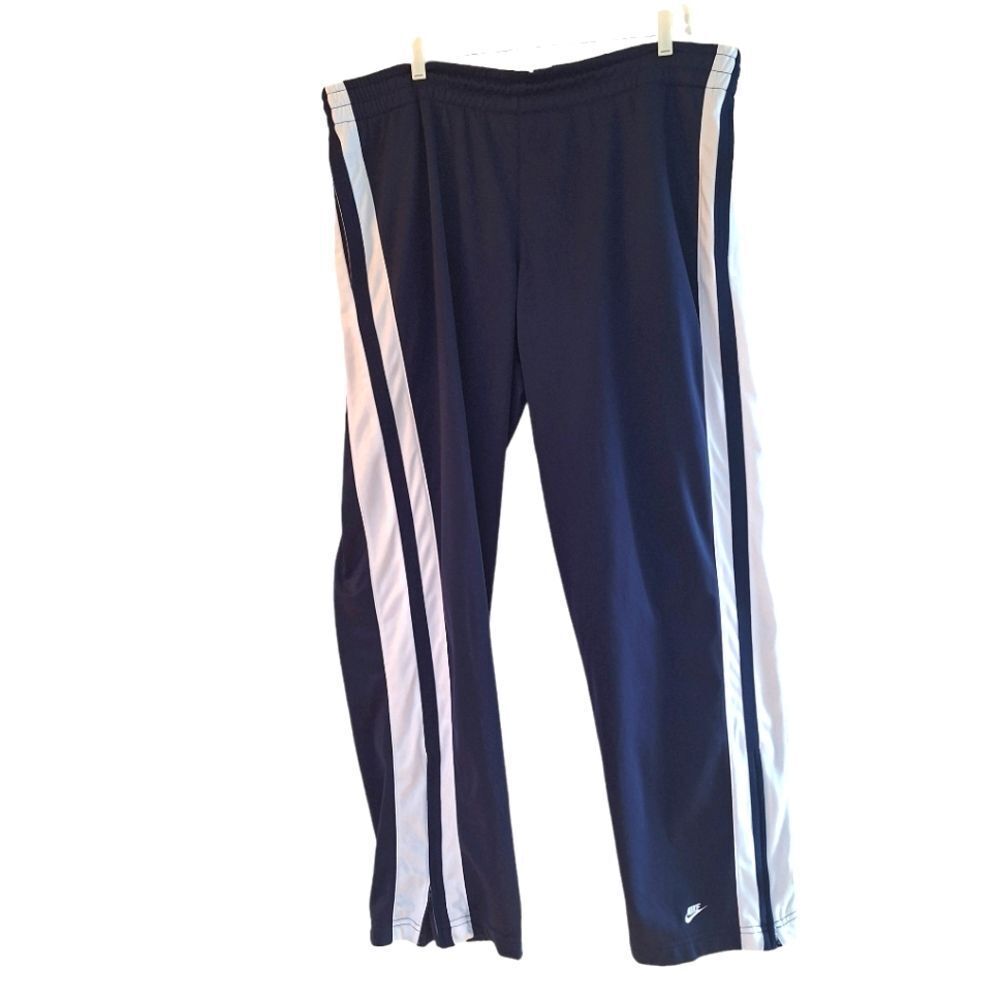 Nike Basketball Pants VTG Y2K Navy Blue White Stripes Zip Ankle XXL Men size 2XL